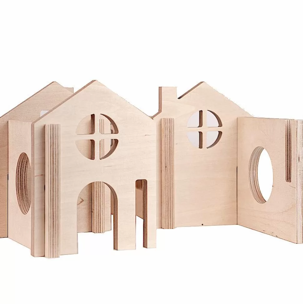 Discount Flockmen City 8 Stuks Houten Speelgoed