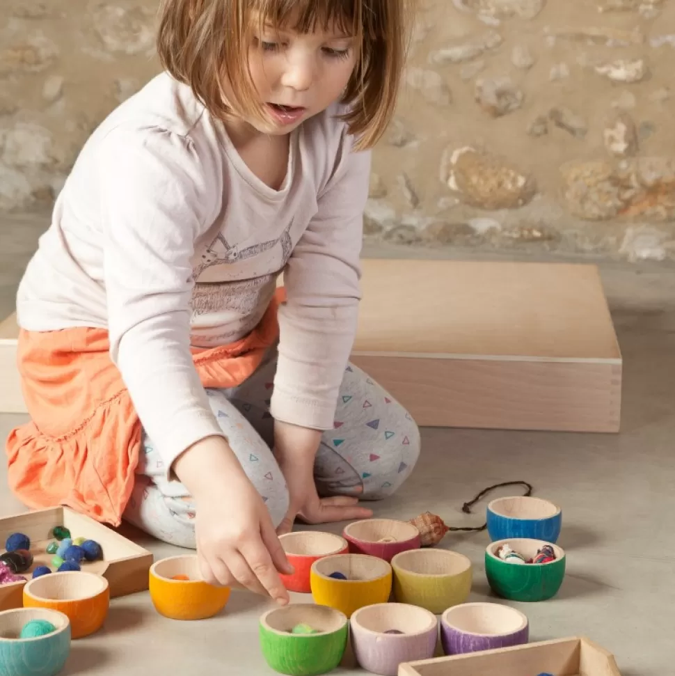 Store Grapat 12 Kleurrijke Bowls Houten Speelgoed